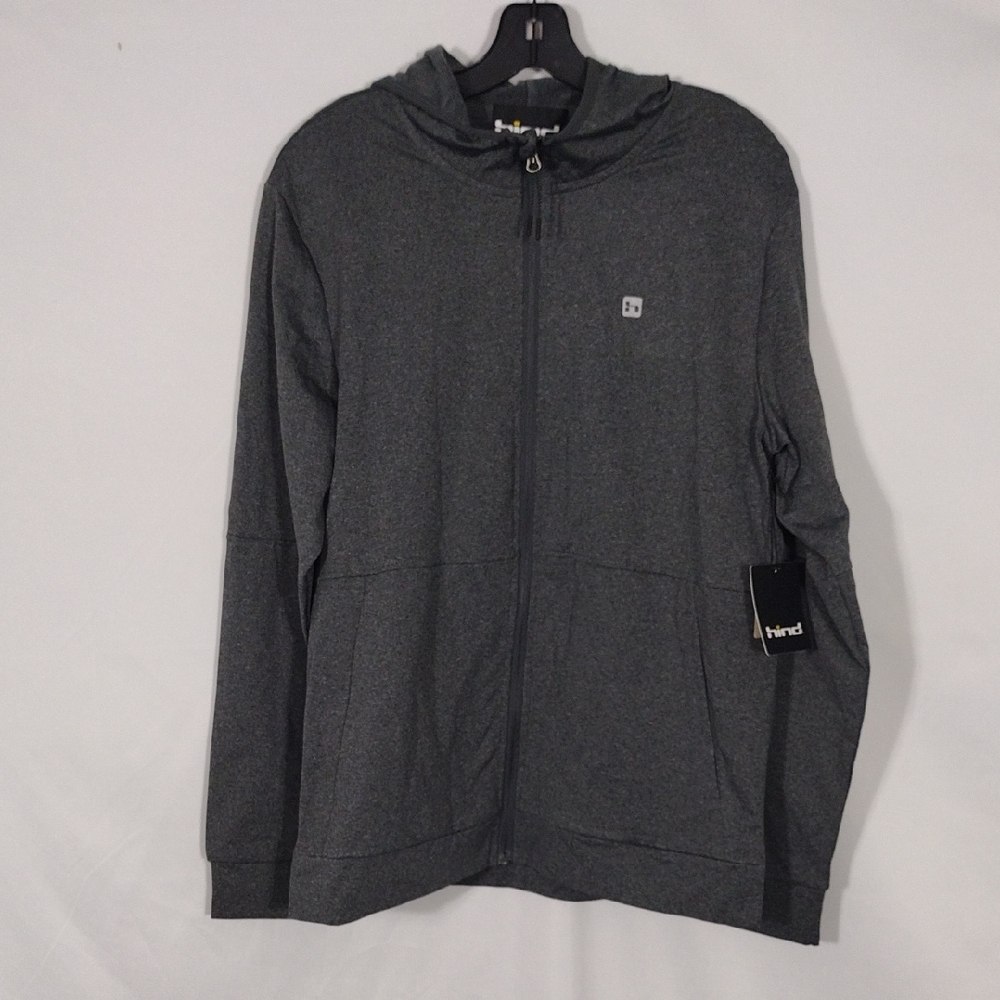NWT Hind Heather Gray Refine Zip-Up Hoodie Mens Size Medium